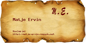 Matje Ervin névjegykártya